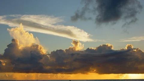 Golden sky and clouds. Slow motion. Stock Footage 101470870