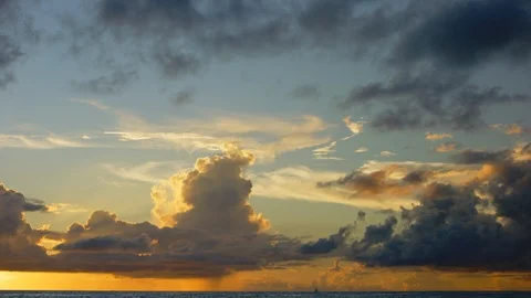 Golden sky and clouds. Slow motion. Stock Footage 101471768
