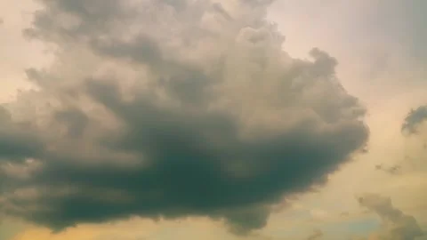 Golden sky and white cloud motion background at evening, Time-lapse Stock Footage 240402014