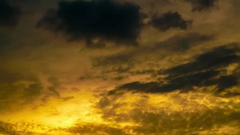 Golden sky and white cloud motion background at evening, Time-lapse Stock Footage 240402069