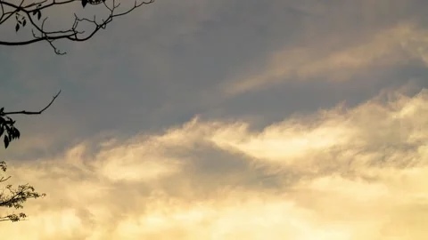 Golden sky and white cloud motion background at evening, Time-lapse Stock Footage 241209503