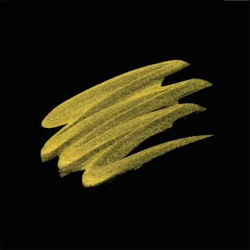 Golden smear vector brush stroke. Varnish splash line trace. Abstract shape o Stock Illustration