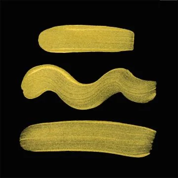 Golden smear vector brush stroke. Varnish splash line trace. Abstract shape o Stock Illustration
