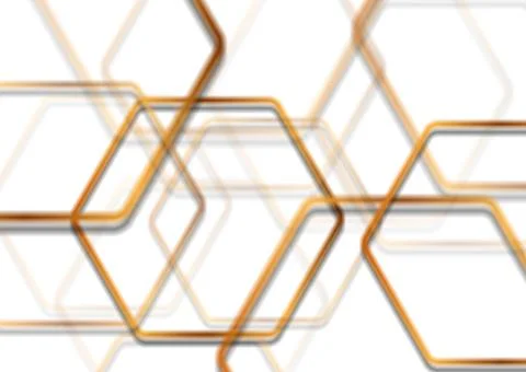 Golden smooth hexagons abstract tech retro background Stock Illustration