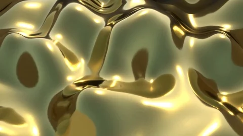Golden smooth waves on sunset animation. Melted yellow metal liquid. Stock Footage 88809540