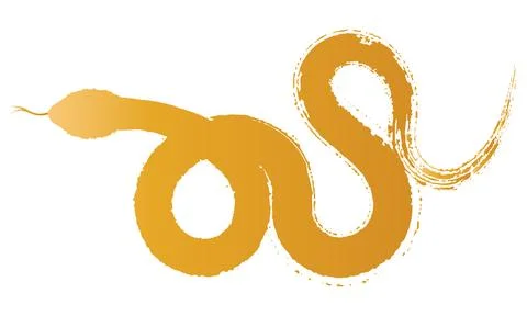 Golden snake pattern in brush style 库存插图