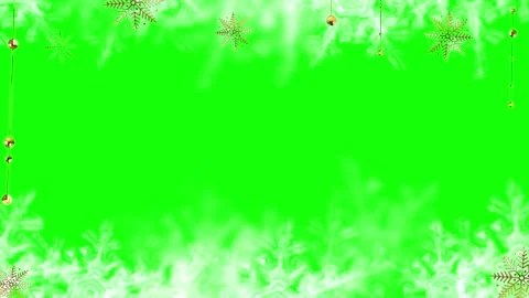 Golden snowflake and bauble border with green screen background with perfect 스톡 동영상 343841062