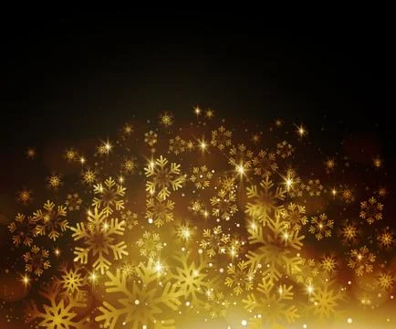 Golden snowflake on a dark background Stock Illustration
