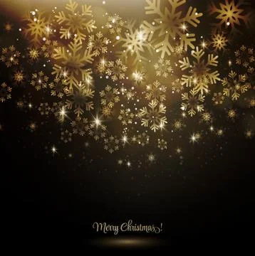 Golden snowflake on a dark background Stock Illustration