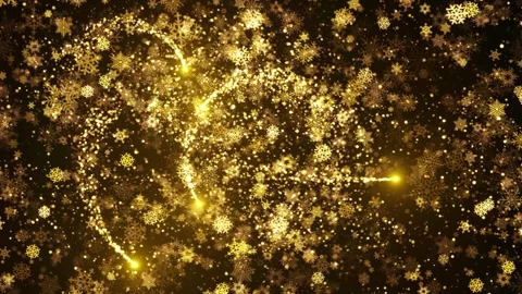 Golden Snowflake Firework Swirls Background 4K loop Stock Footage 293636631