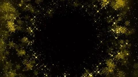 Golden Snowflake Frame Glitter Background Winter Holiday Border Stock Footage 319958421