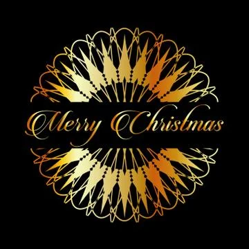 Golden snowflake pattern and Merry Christmas design	 Stock Illustration