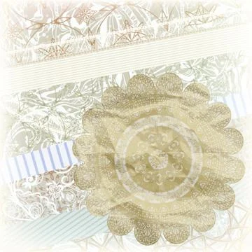 Golden snowflake on scrapbook pattern Stock Illustration