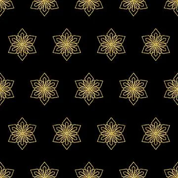 Golden snowflake seamless pattern shining glitter background for chic design Stock Photos