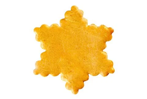 Golden snowflake shaped cookie on plain background 스톡 사진