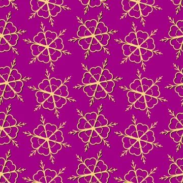 Golden snowflake simple seamless pattern. Symbol of winter, Merry Christmas h Illustrazione stock