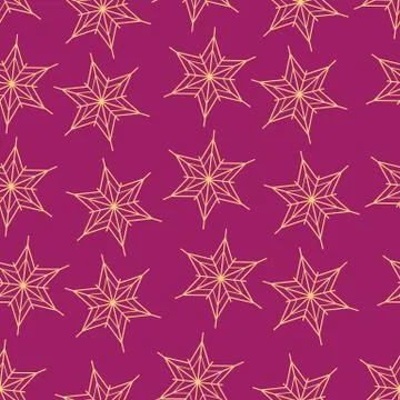 Golden snowflake simple seamless pattern. Symbol of winter, Merry Christmas h Stock Illustration