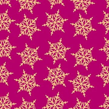 Golden snowflake simple seamless pattern. Symbol of winter, Merry Christmas h Illustrazione stock
