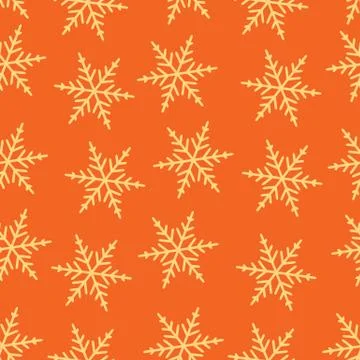 Golden snowflake simple seamless pattern. Symbol of winter, Merry Christmas h Stock Illustration