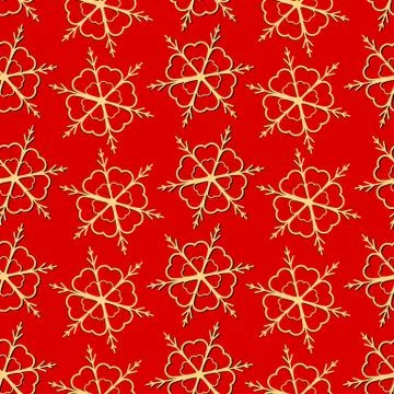 Golden snowflake simple seamless pattern. Symbol of winter, Merry Christmas h Illustrazione stock