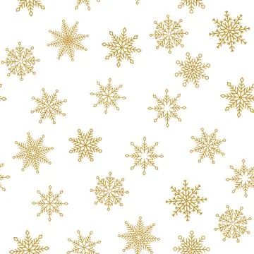Golden snowflake simple seamless pattern. Vector illustration. Stock Illustration