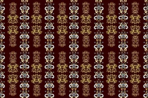 Golden snowflake simple seamless pattern. Symbol of winter, Merry Christmas holi Stock Illustration