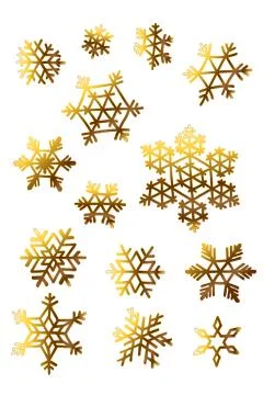 Golden snowflakes isolated elements set for postcards Иллюстрация
