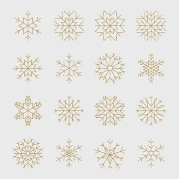 Golden snowflakes set 库存插图