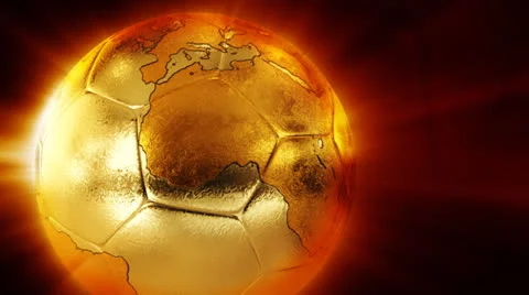 Golden soccer with world map Vidéo 24741100