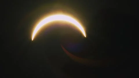 Golden Solar Crescent at Peak Partial Eclipse Stock Footage 344012492