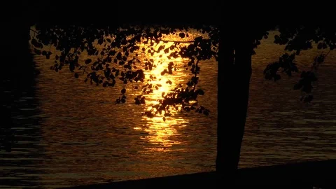 Golden solar path on the water at sunset. Zen concept. Stock Footage 90043878