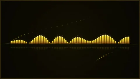 Golden Sound Waveform: Abstract Audio Visualization with Glowing Bars and Dot Stock Footage 346661674