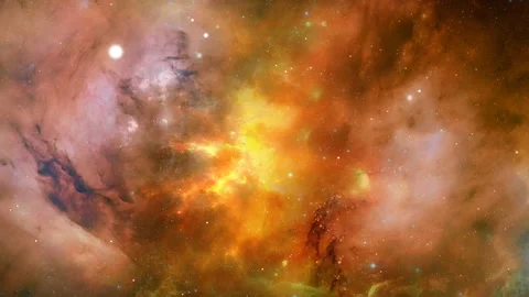 Golden Space Nebula With Stars Stock Footage