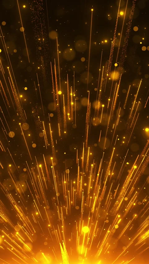 Golden spark eruption background bright upward streaks, glowing particles, and c Stock Footage 340418392