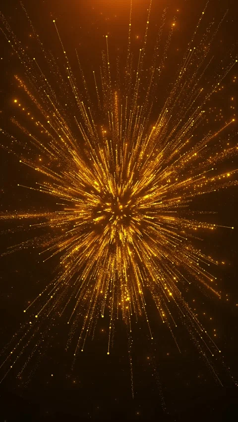 Golden spark explosion background energetic streaks, glowing trails, festive dar Stock Footage 340414074