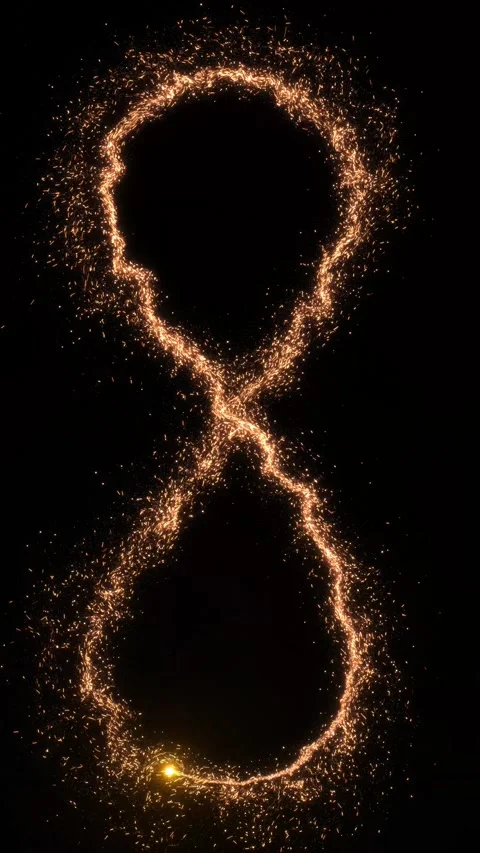 Golden Spark Infinity Loop on Black Background Stock Footage 342629880