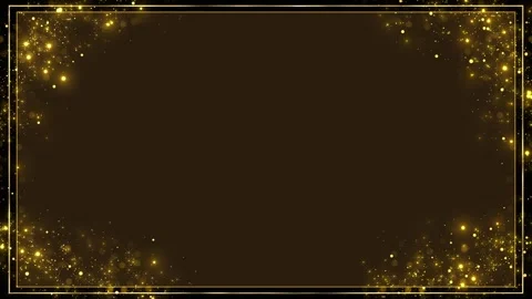 Golden sparkle frame border with luxury corner particles, thin glowing lines Stock Footage 333974699