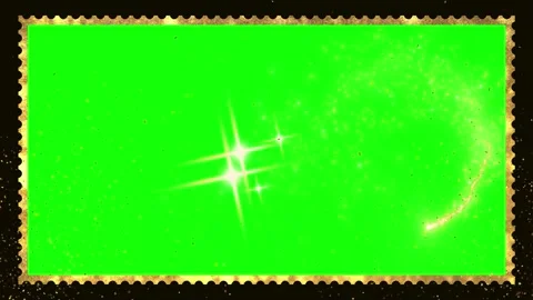 Golden sparkle overlay with star light effect on a green screen background Stock Footage 343909470