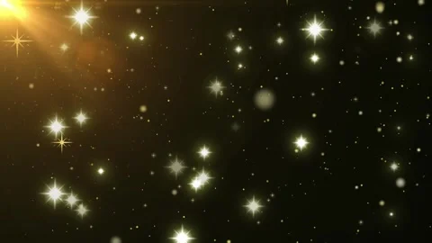 Golden sparkle particles floating and twinkling with lens flare light effect Stock Footage 340613082