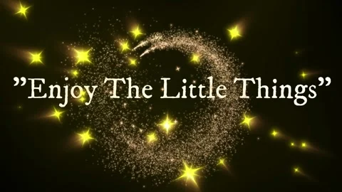 Golden sparkle text animation with enjoy the little things inspirational message Stock Footage 338315461