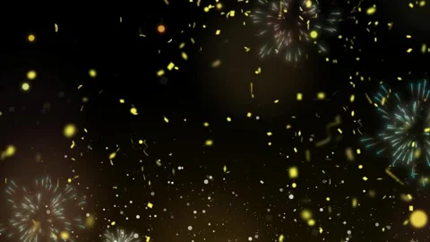 Golden sparklers exploding in dark night sky for festive celebration event Stockbeeldmateriaal 345864833