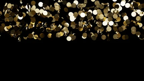 Golden sparkling confetti falling gently against a dark background 스톡 동영상 344881231