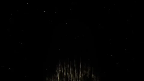 Golden Sparkling Light Particles Rising from Dark Background Video stock 346018886