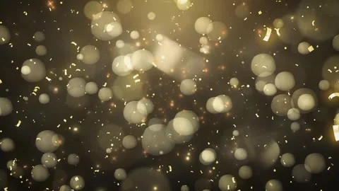Golden sparkling particles drifting with bokeh light background with through Video stock 342116449