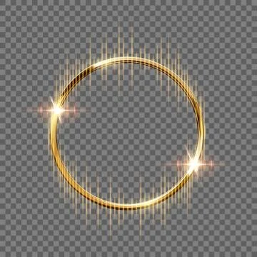 Golden sparkling ring with rays isolated on transparent background. Vector イラスト素材