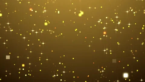 Golden sparkling square sequins fly from the camera Video stock 144529389