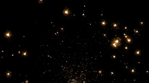 Golden Sparks Bursting Firework Particles Rising Black Background Vidéo 274455029
