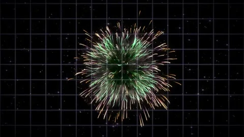 Golden sparks explode in a grid background Stock Footage 337602972