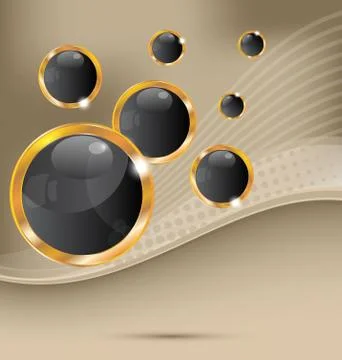 Golden speech bubbles, abstract background Illustrazione stock