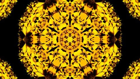 Golden sphere shape with many elements in space, 3d render backdrop, computer Stock Illustration